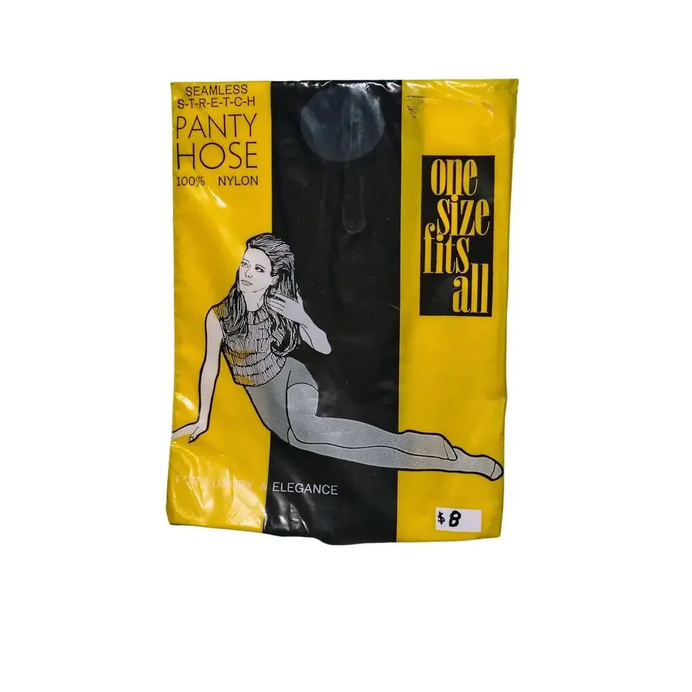 2pks New 1960s Vintage Pantyhose Navy Blue Seamless Stretch Blue Reinforced Toe